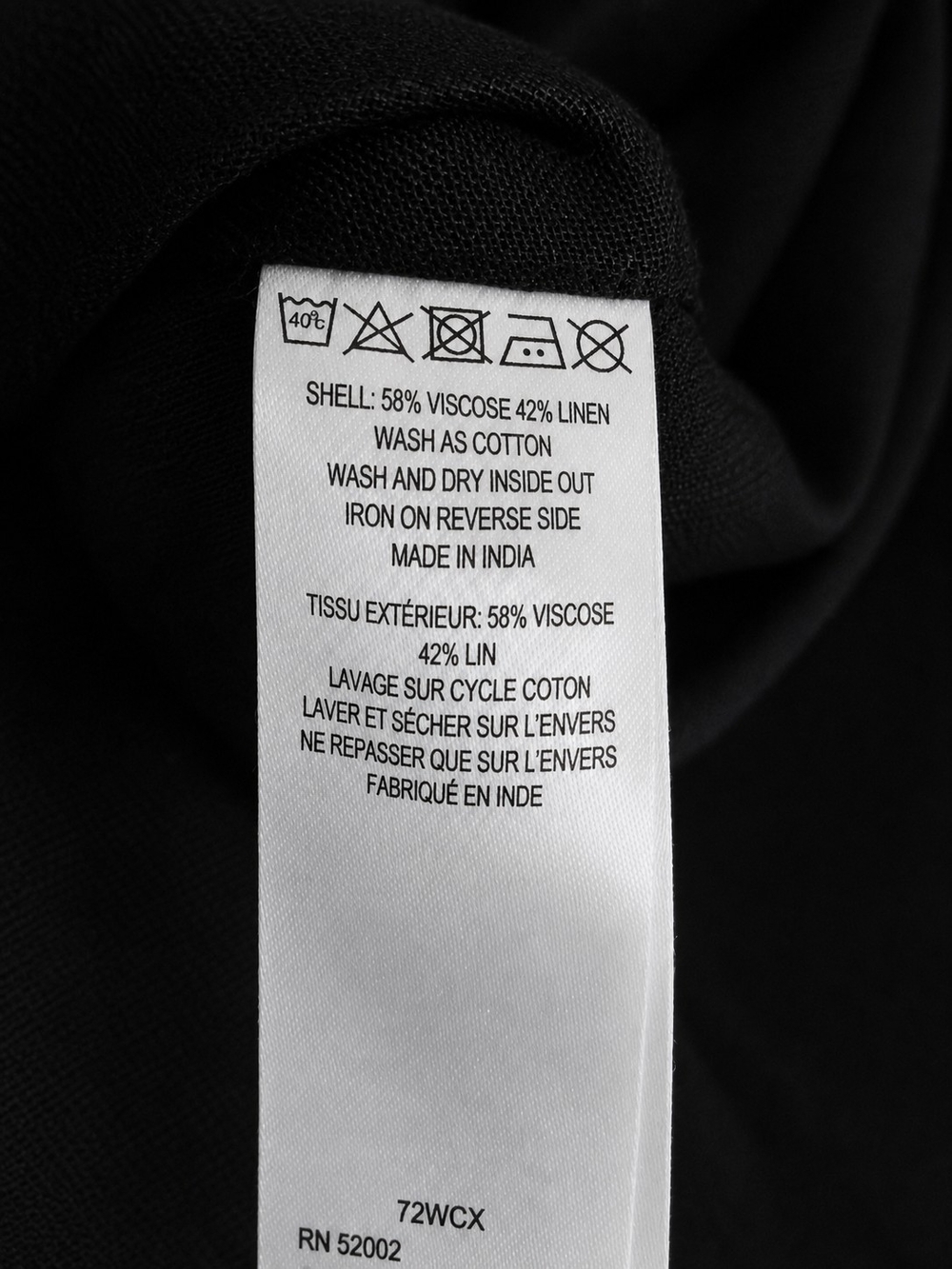 French Connection Black Linen Blend Button-Down Blouse - Picture 6 of 6